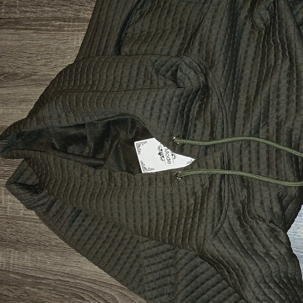 Olive green Sweatshirt with hood - Picture 4 of 9
